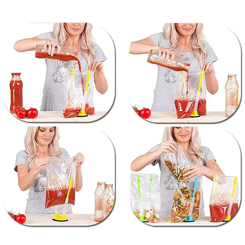 2/4pcs Baggy Rack Holder Adjustable Storage for Food Prep Bag Plastic Freezer Bag Ziplock Bag Holder Stand Meal Planning Kitchen