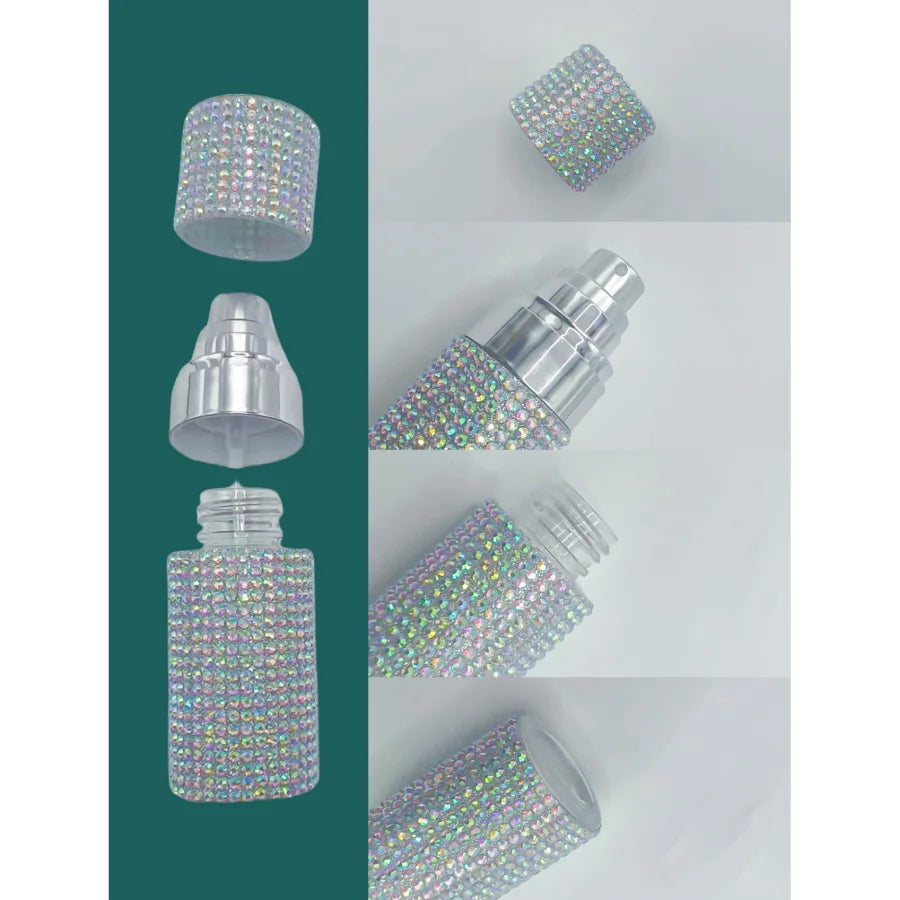 1PC colorful rhinestone spray bottle (pink/gold/silver) | Luxury glitter style plastic cylinder/rectangular portable container |