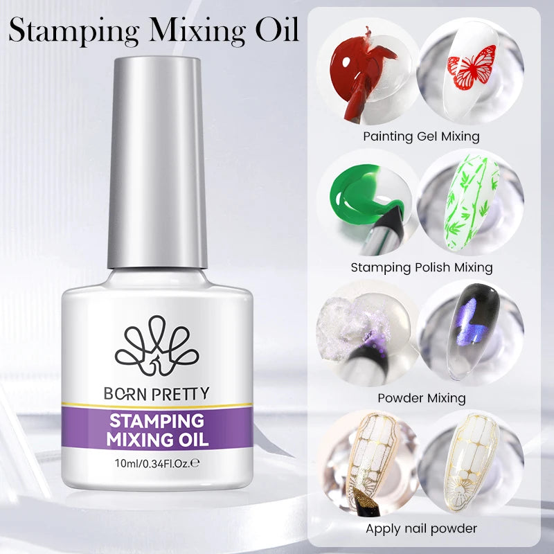 BORN PRETTY 10ml Stamping Mixing Oil Painting Gel Stamping Polish Powder Mixing And Apply Nail Powder Stamping Plate Tools
