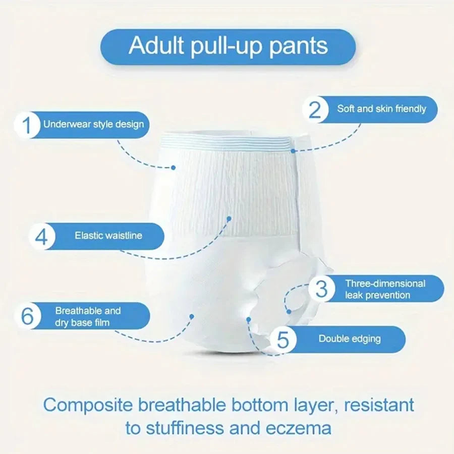 10pcs Absorbent Adult Diaper Disposable Nursing Pad Protective Underwear Incontinence Postpartum For Women Man Patients Elderly