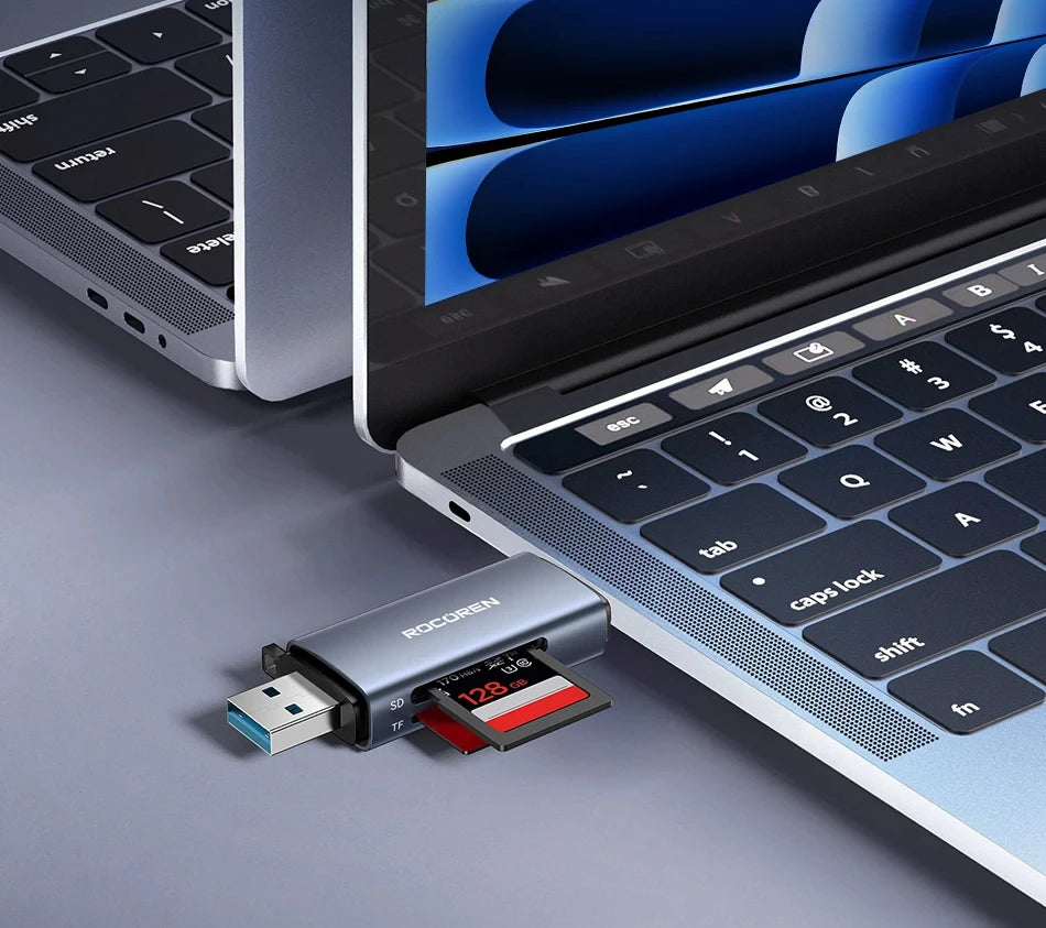 Rocoren Card Reader 2 in 1 USB 3.0 5Gbps USB A USB C Combined Design SD/TF Cards 2TB Smart Cardreader for Laptop Accessories
