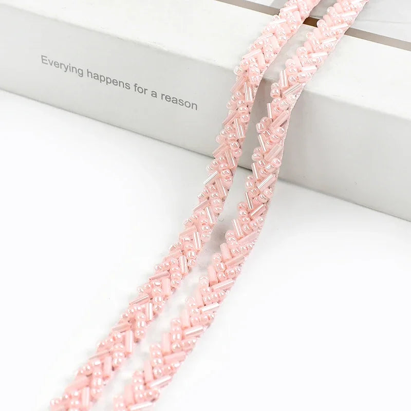 2/5/10Yards 7mm Beaded Lace Ribbon Sewing Wedding Dresses Laces Trim Decorative Trimmings Stitching Fabric DIY Crafts Materials