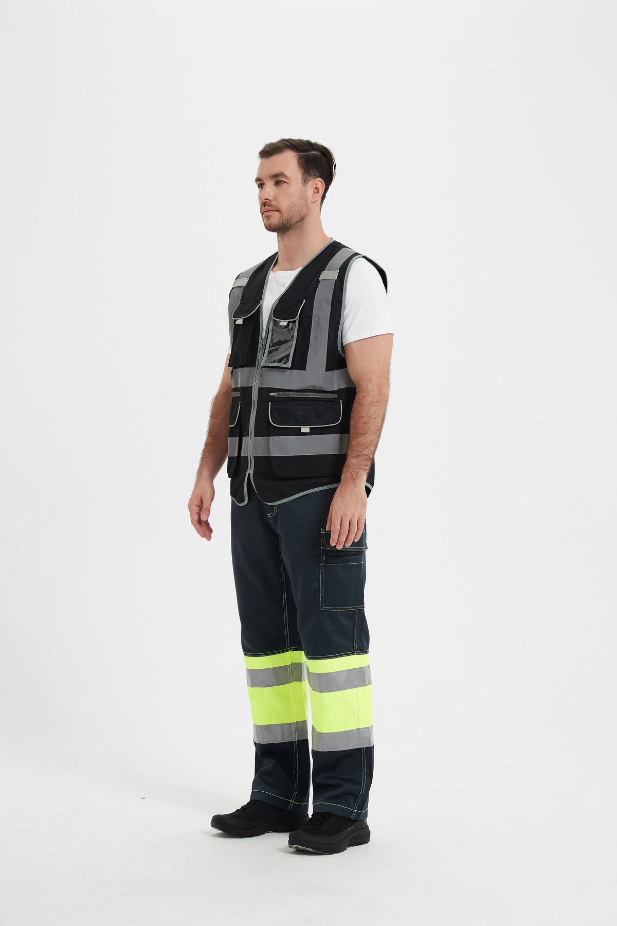 Multi Pockets Class 2 Night Working Vest Men Construction Work Clothes