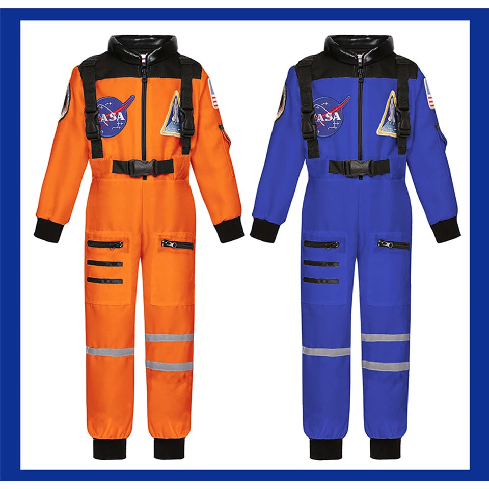 Kids Astronaut Costume Space Suit Halloween Cosplay Space Explorer Performance Children's Jumpsuit Spaceman Boys Girls Outfits