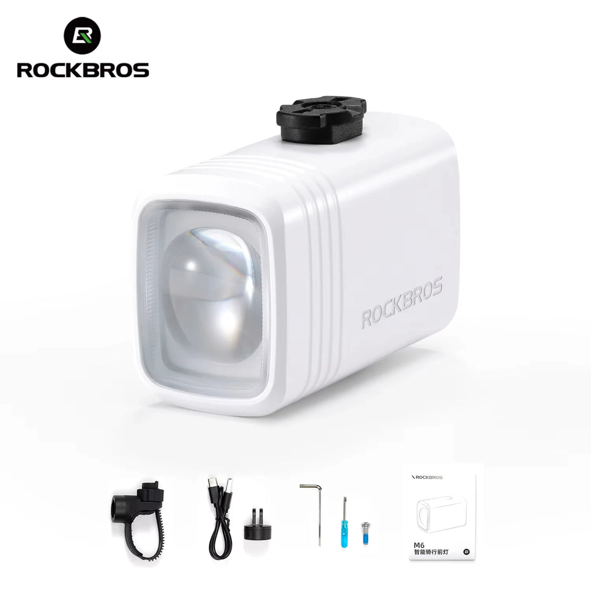 ROCKBROS 1000LM Bike Light Bicycle Front Light Type-C Headlight Smart Power Display Screen MTB Road Cycling Flash Highlight