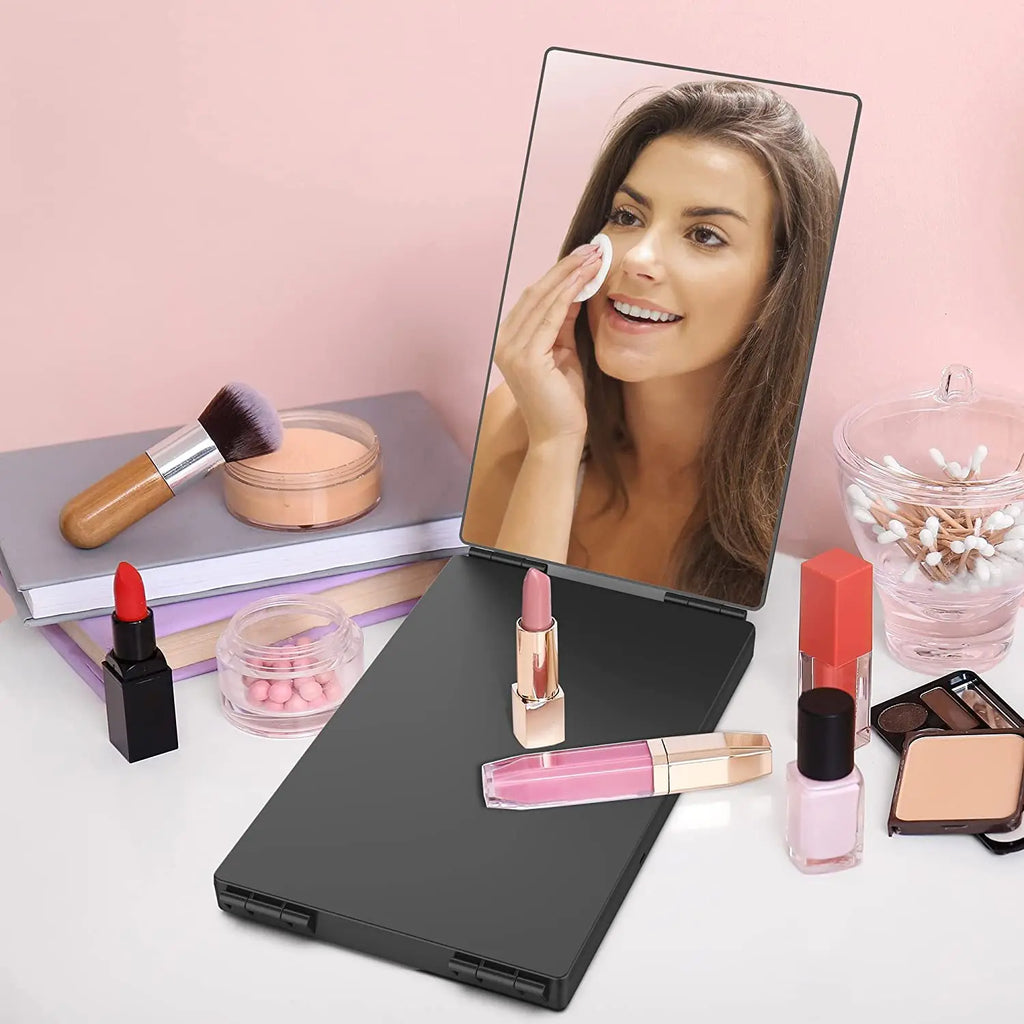 Black Portable 360 Mirror with Height Adjustable Telescoping Hooks Ideal for Self Hair Cutting Makeup Essential Fordable