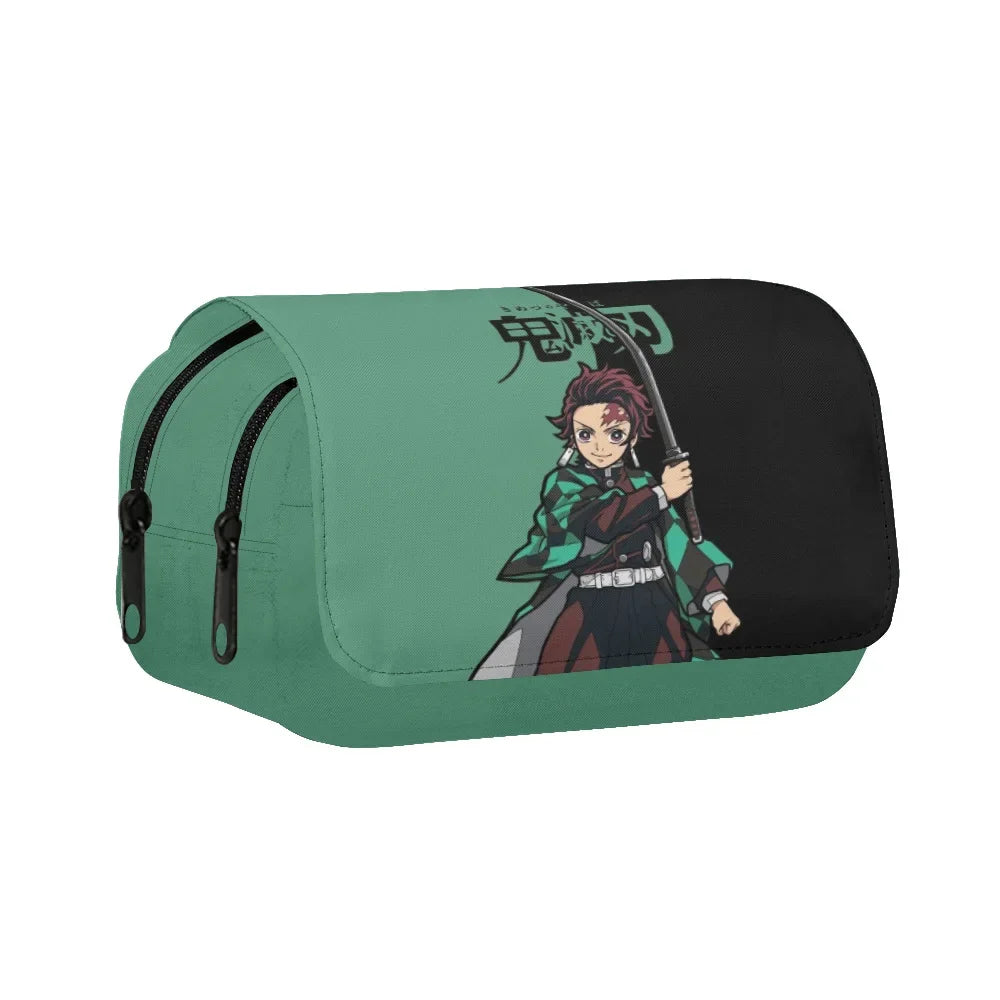 New Anime Peripheral Demon Slayer 3D School Backpack Lunch Bag Pencil Case 3-Piece Set Printed Holiday Gift for Students Gift
