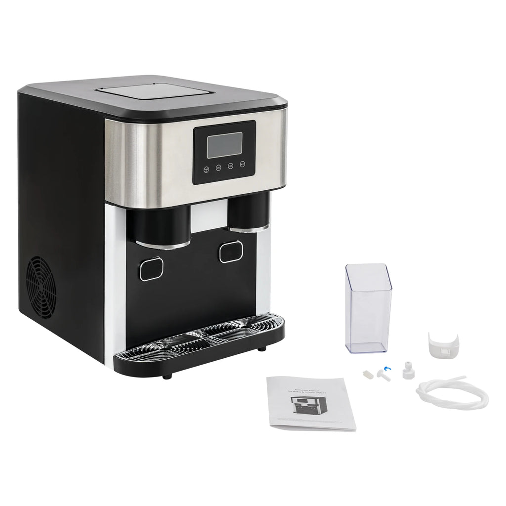 3 In 1 Crushed Ice and Ice Cube Maker Machine Tabletop Automatic Cleaning Stainless Steel Ice Maker