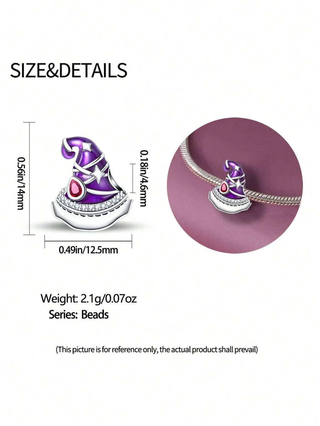 2025 Hot Sale Charms Bead 925 Sterling Silver Christmas Halloween Witch Hat Fit Bangle Bracelet Necklace DIY Jewelry