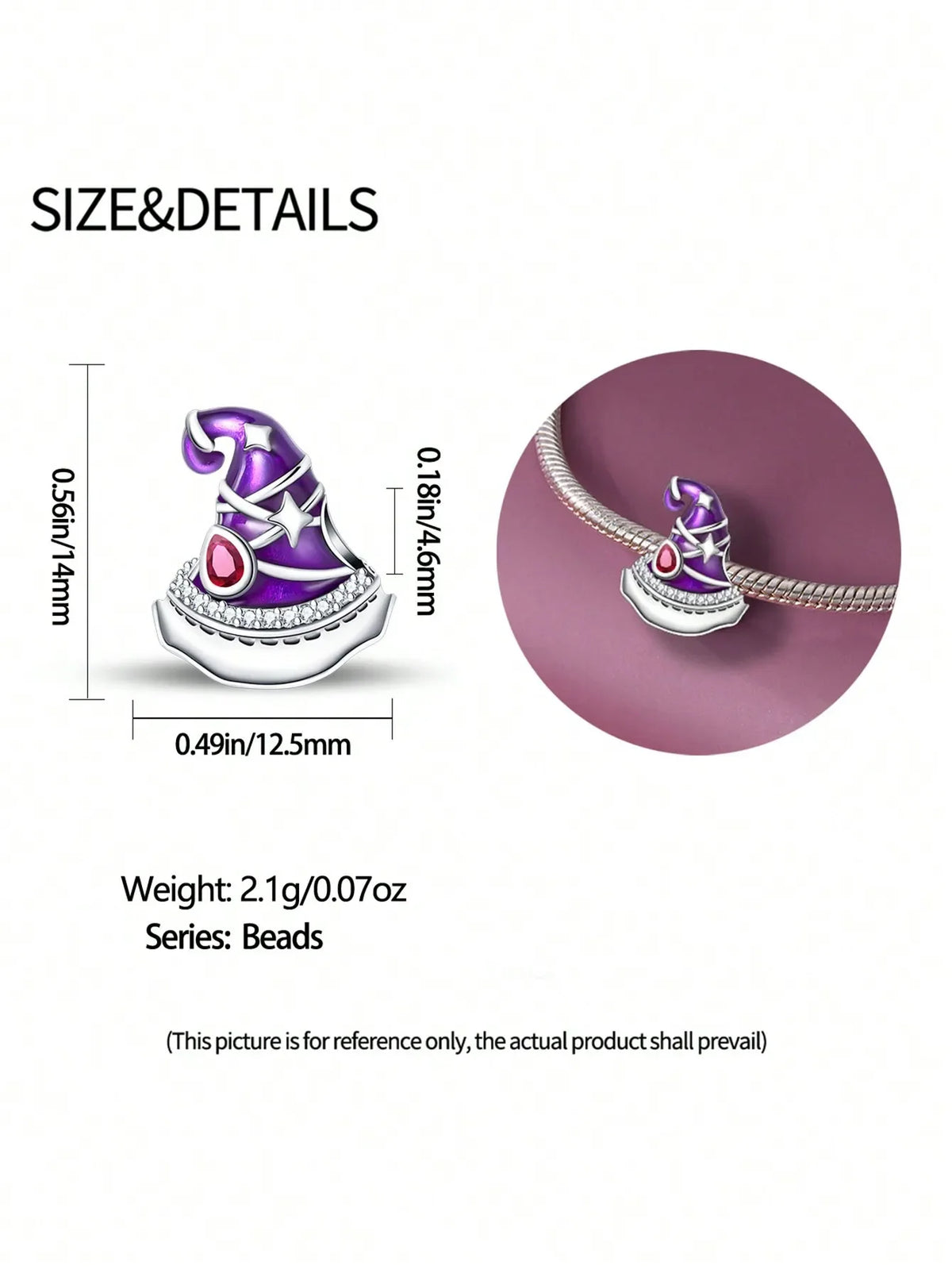 2025 Hot Sale Charms Bead 925 Sterling Silver Christmas Halloween Witch Hat Fit Bangle Bracelet Necklace DIY Jewelry