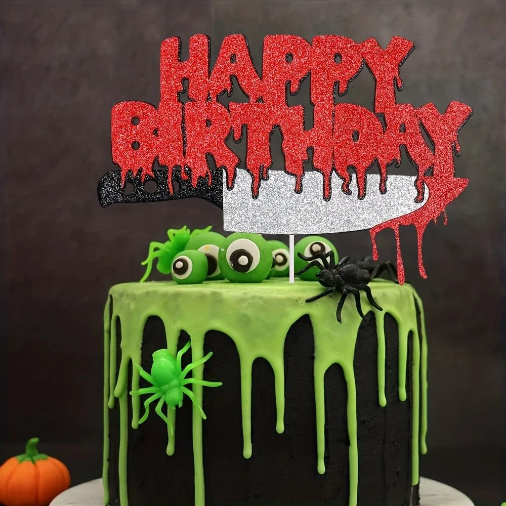 1pc Spooky Halloween Horror Cake Decor - Unique Centerpiece for a Scary Sweet Treat