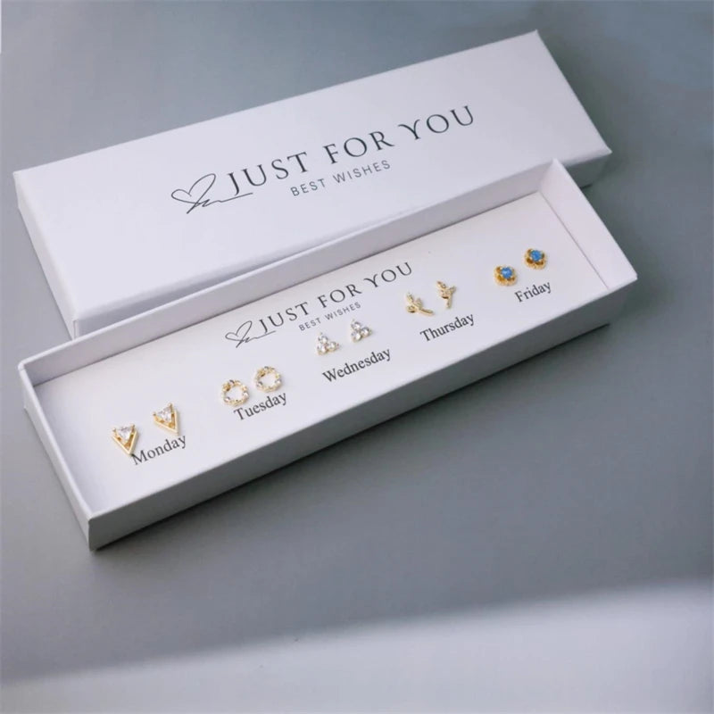10 gift box set of Bohemian retro brass material for women, fashionable, elegant and versatile earring set