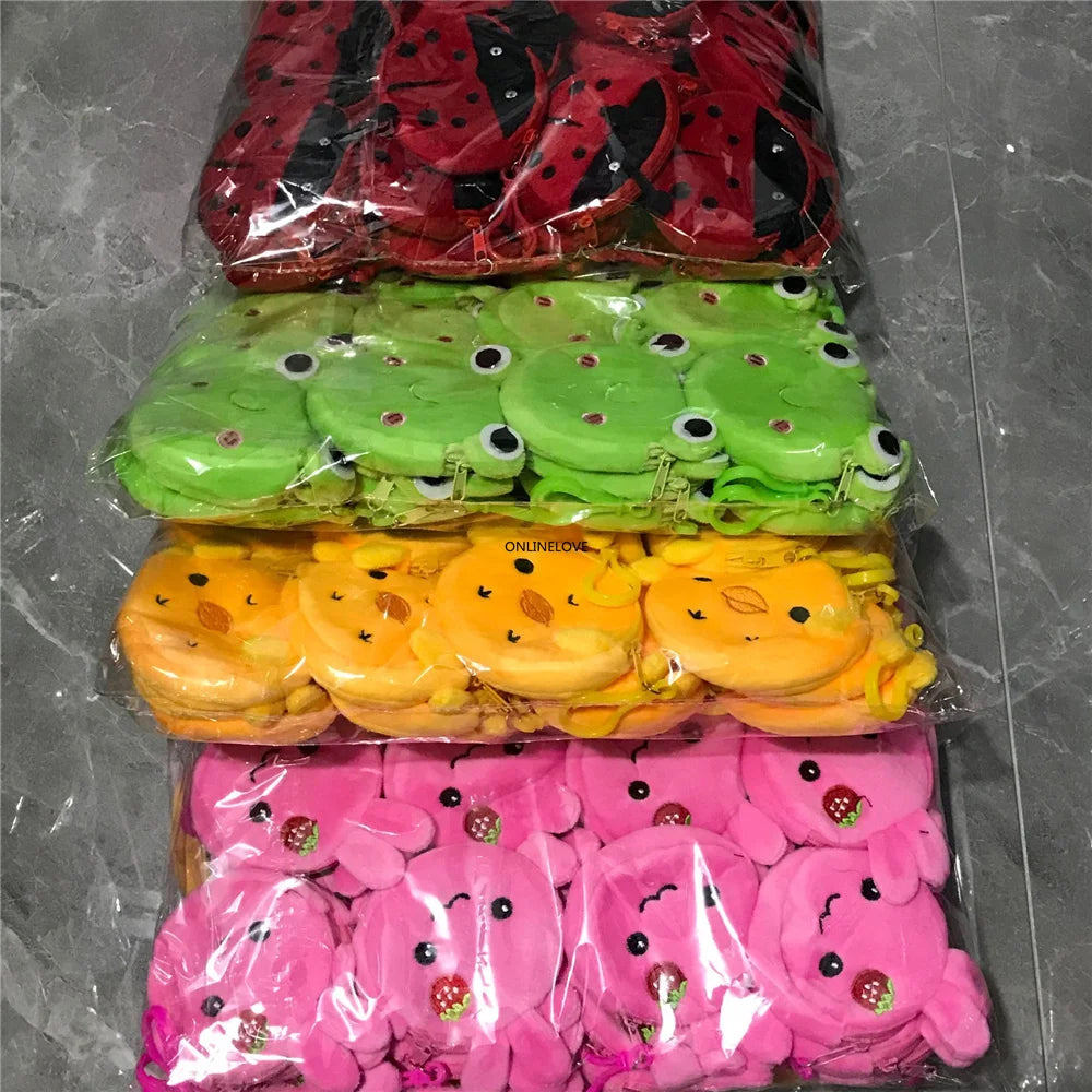 36PCS/LOT Plush Animals Mix Coin Bag Pouch