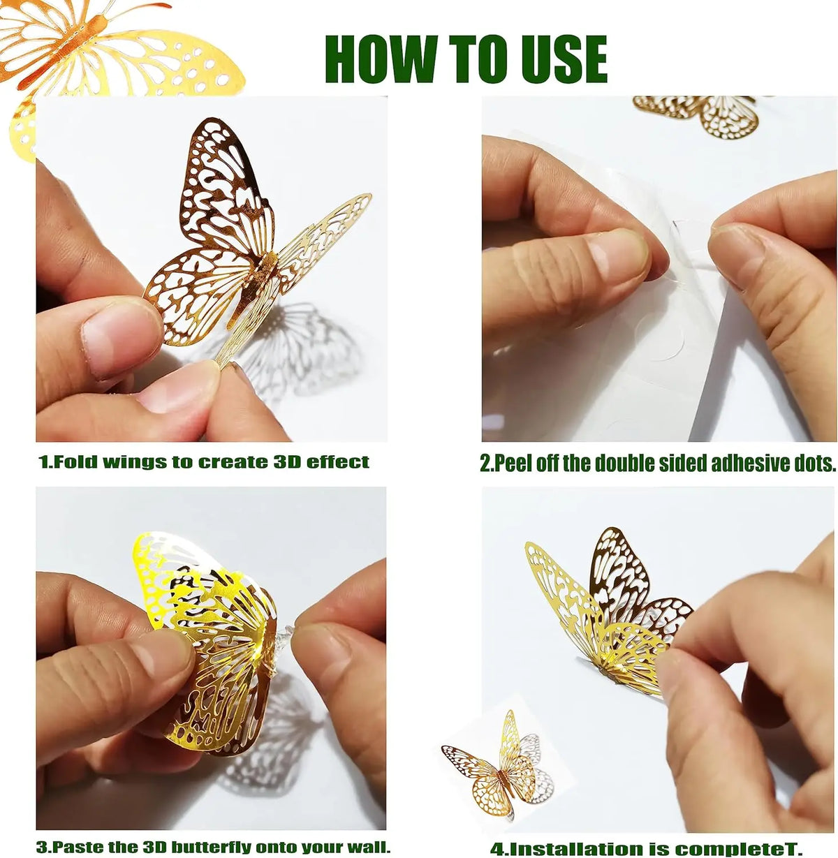 12 pcs Butterfly Cake Toppers Rose Gold for Birthday, Wedding, Engagement Occasions Dessert Decoration Cupcake Toppers DIY Gift