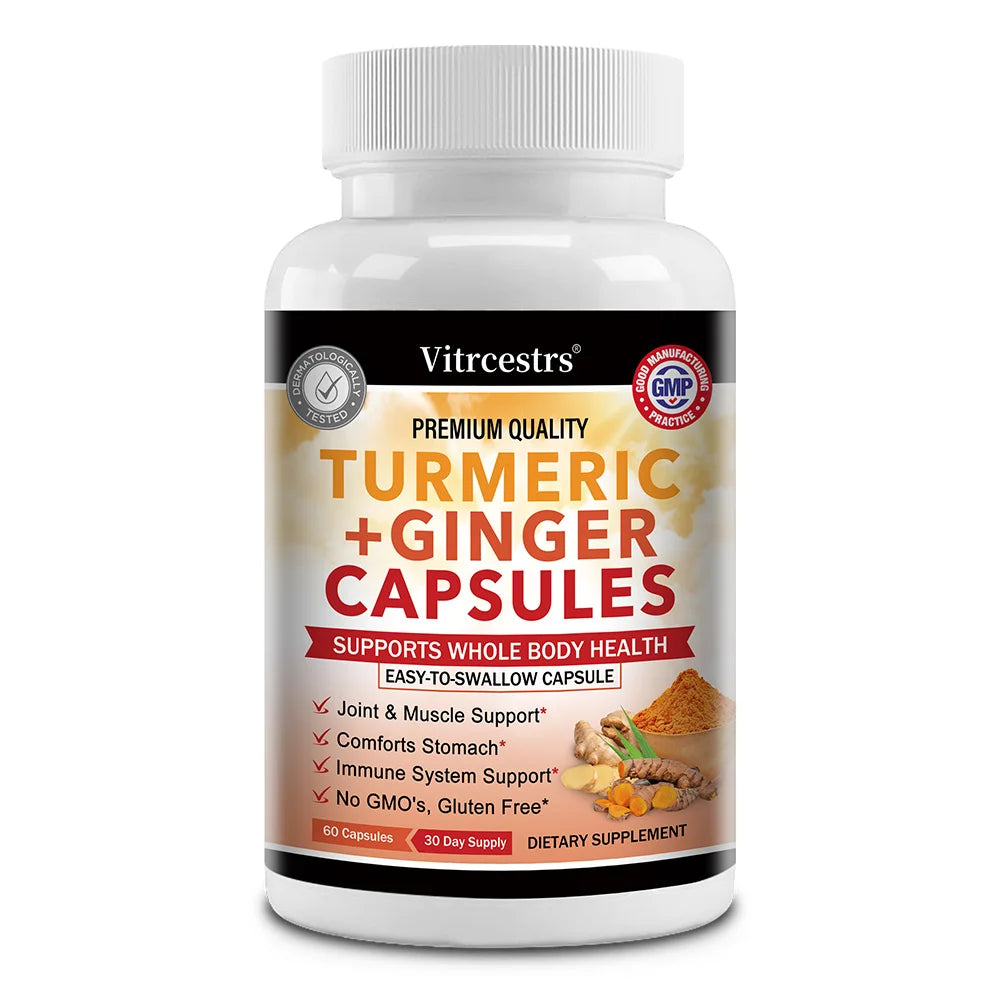 High Strength Turmeric Ginger Capsules, Pure Turmeric Curcumin with Ginger, Joint Health, Antioxidant Digestive & Immune Support