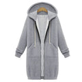 2024 Women's Autumn Winter Thick Hooded Parkas Loose Hooded Jackets Zipper Pocket Maxi Size Sweatshirt Sports Dresses Outwear