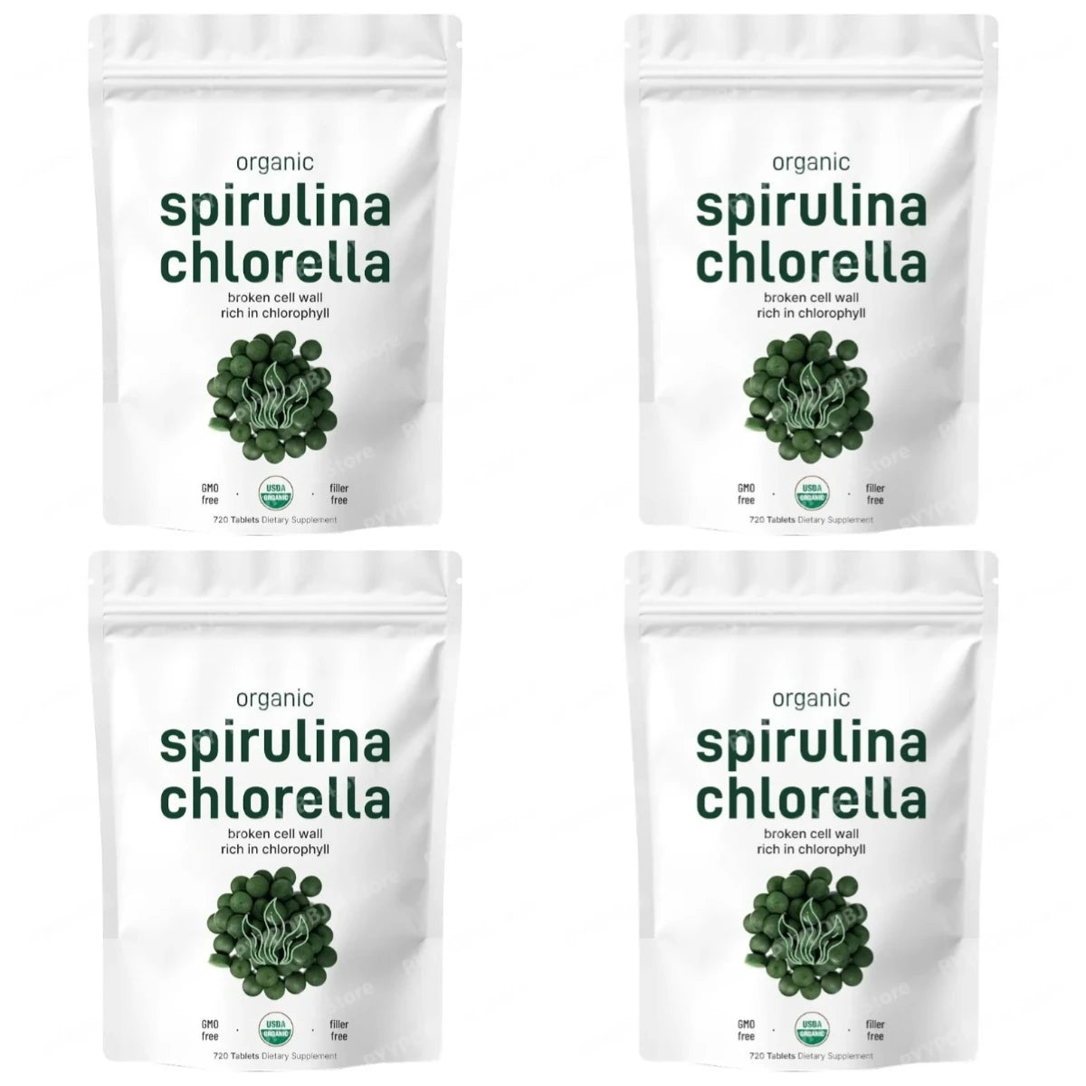 Organic Spirulina Chlorella Tablets 3000mg 720 Count Superfood Blend with Vegan Protein Energy Immunity Digestive Support