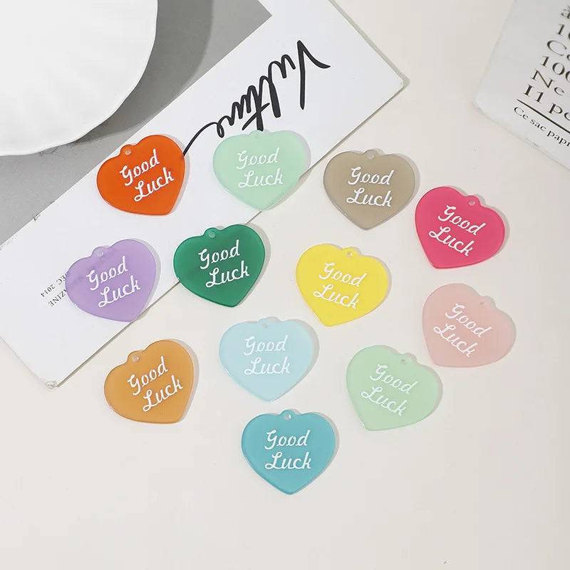10PCS 28*32mm Acrylic Candy Colored Good Luck Charms Pendant For DIY Earrings Bracelet Necklace Jewelry Accessories Wholesale