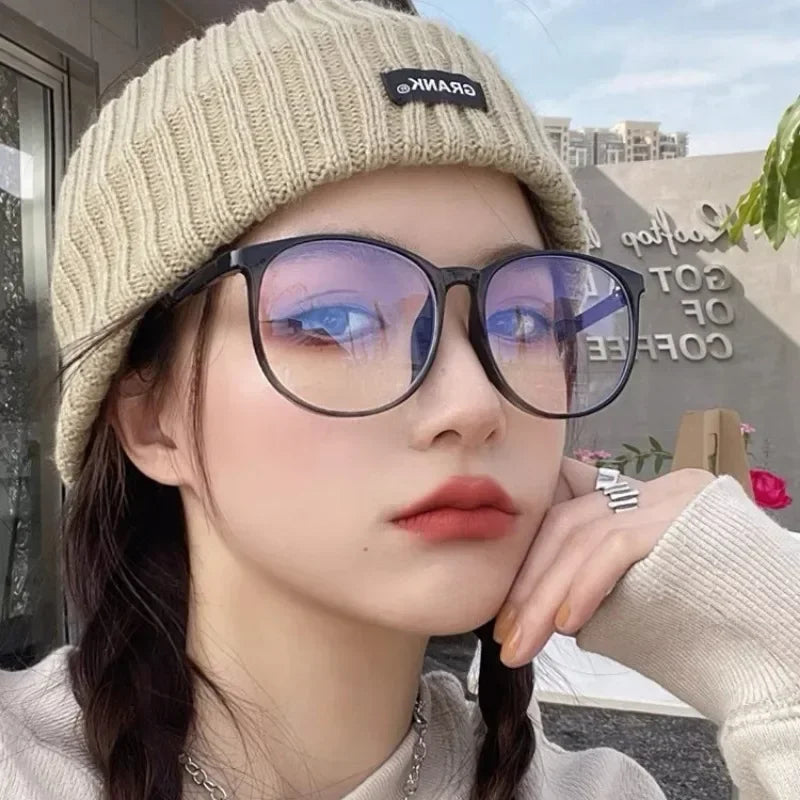 Transparent Computer Plano Glasses Round Frame for Women Men Anti Blue Light Clear Eyewear Blocking Optical Spectacle Eyeglasses
