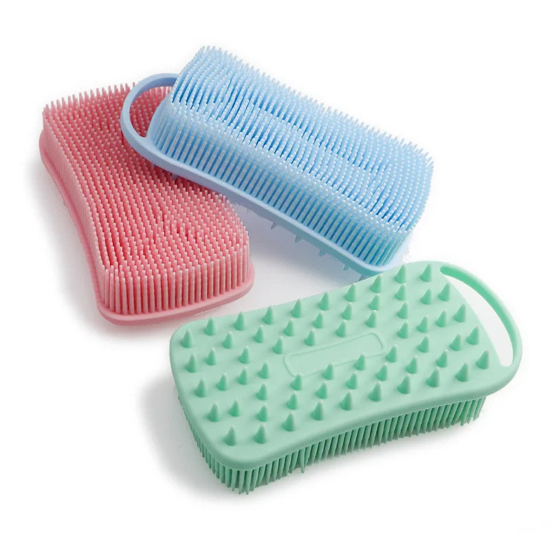 Double Sided Silicone Shower Brush 2 In 1 Exfoliating Body Brush Multi-Function Skin Cleaning Silicone Bath Brush Massage Brush