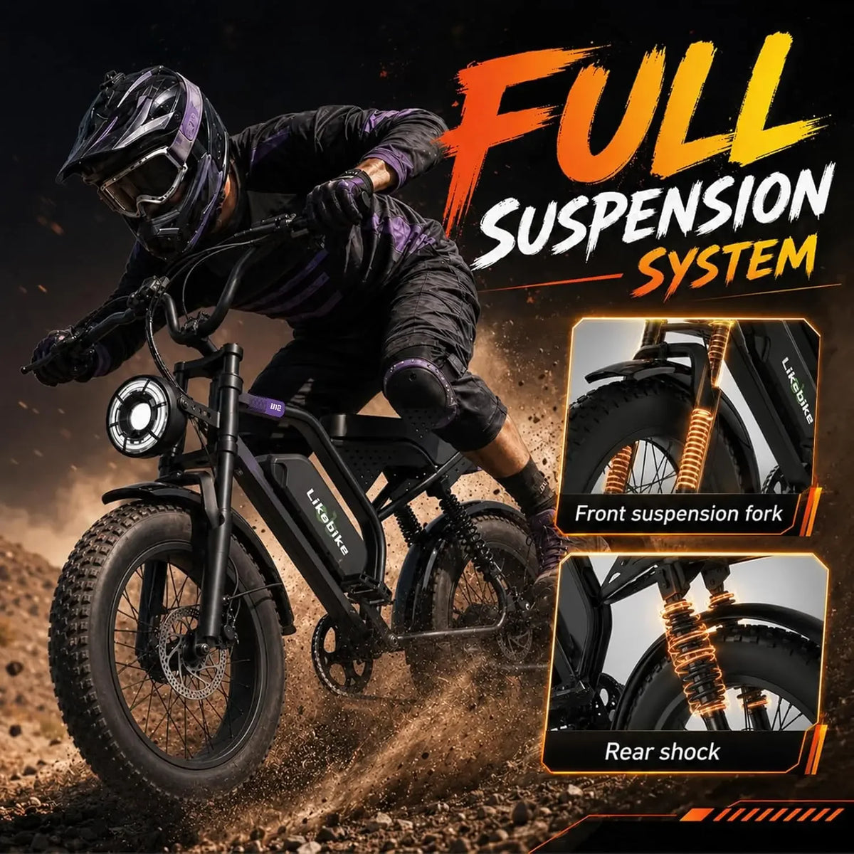 Electric Bike for Adults 1500W/2000W/3000W Peak,32/36/47MPH 20" Fat Tire Ebike, 48V 20AH/23AH/33Ah Removable Battery 7-Speed Ful