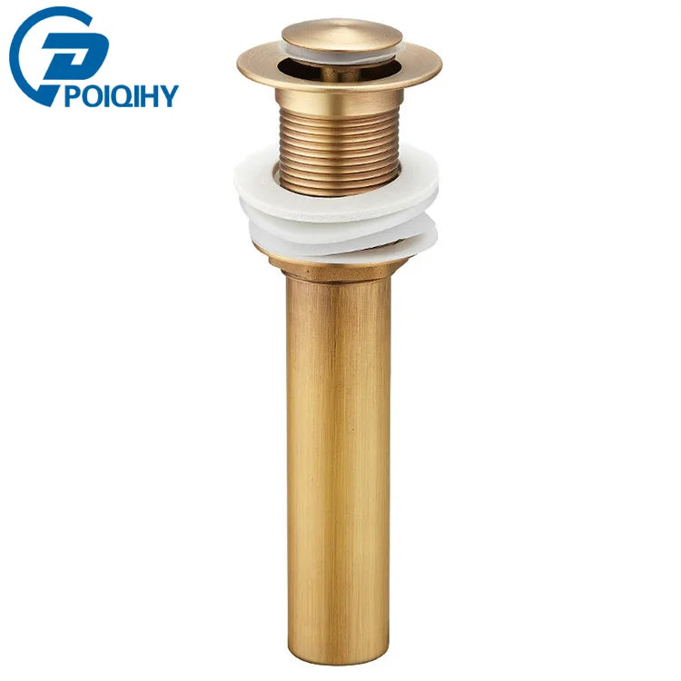 Antique Brass Pop Up Drain Bathroom Sink Push Down Pop Up Stopper Drain Washbasin Accessoires Plug Cover Waste Pipe Drainer