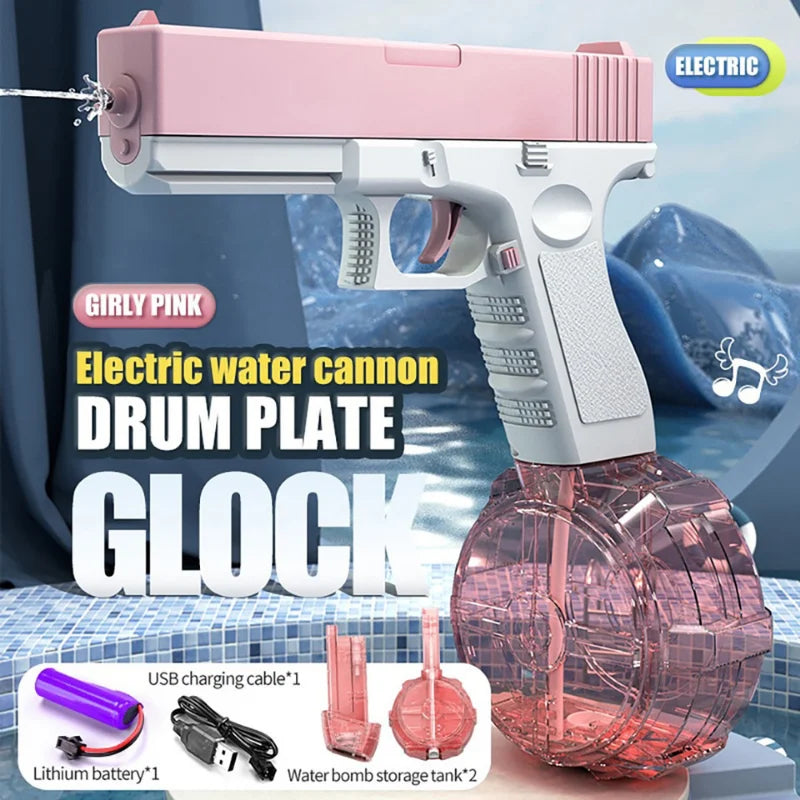 @Space Electric Water Gun Energy Ring Burst Transformation LED Lights Large Capacity Full Auto Continuous Fire Squirt Gun Toy