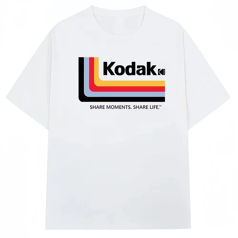 Kodak Polychrome Rainbow Back Print Unisex Cotton T Shirt Vintage Retro Short Sleeve Tee Y2K Casual Streetwear Film Graphic Top