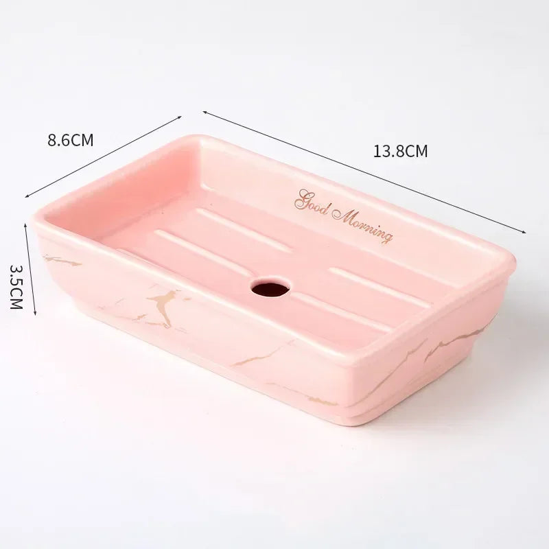 Light Luxury Soap Holder Ceramic Rectangle Household Bathroom Accessories Soap Dish Holders Restroom Organizer Kitchen Storage