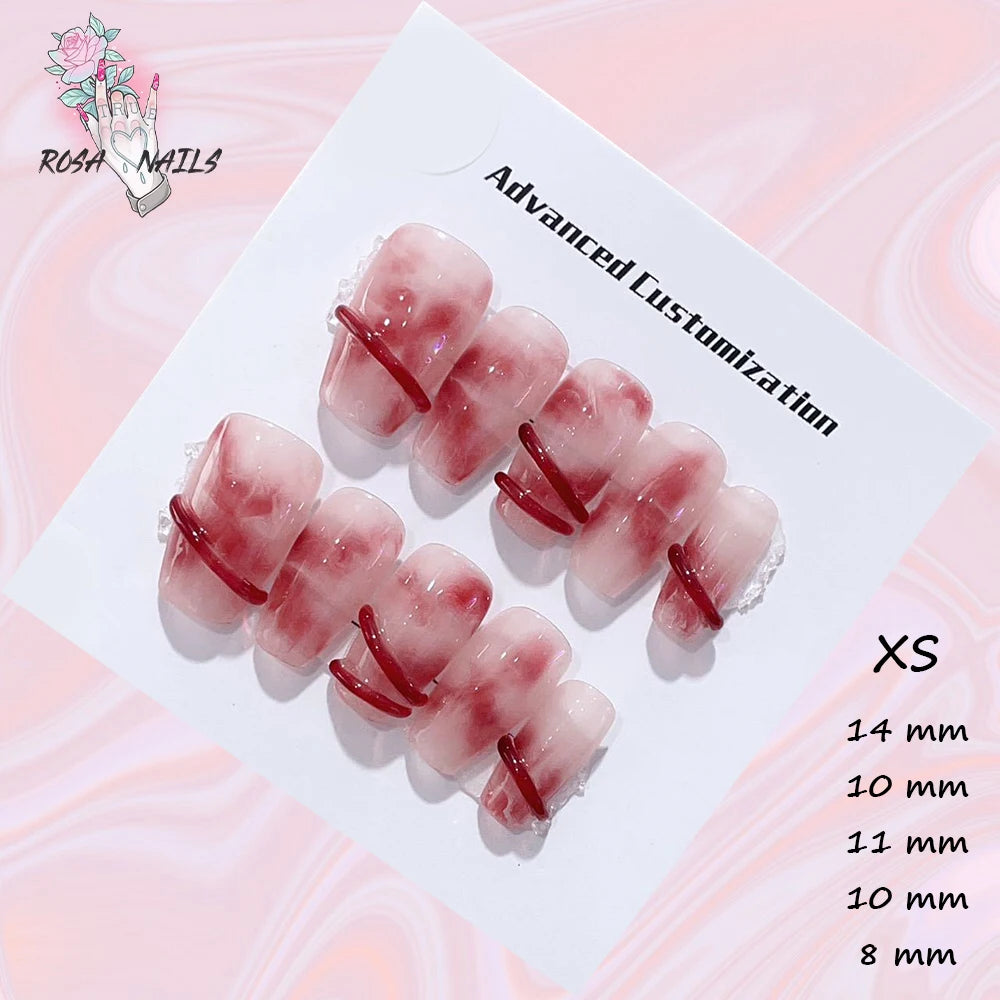 Punk Dragon Charms Press on Nail Artificial Long False Nails XS Black Dragons Goth Presson Tips Butterfly Fake Nail y2k Pressons