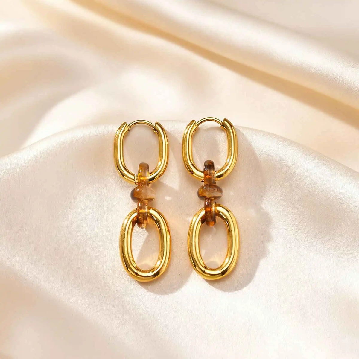 Exquisite Resin U-shaped Earrings for Women, Stainless Steel Geometric Drop Earrings, Fashion Luxury Jewelry Sets Party Daily