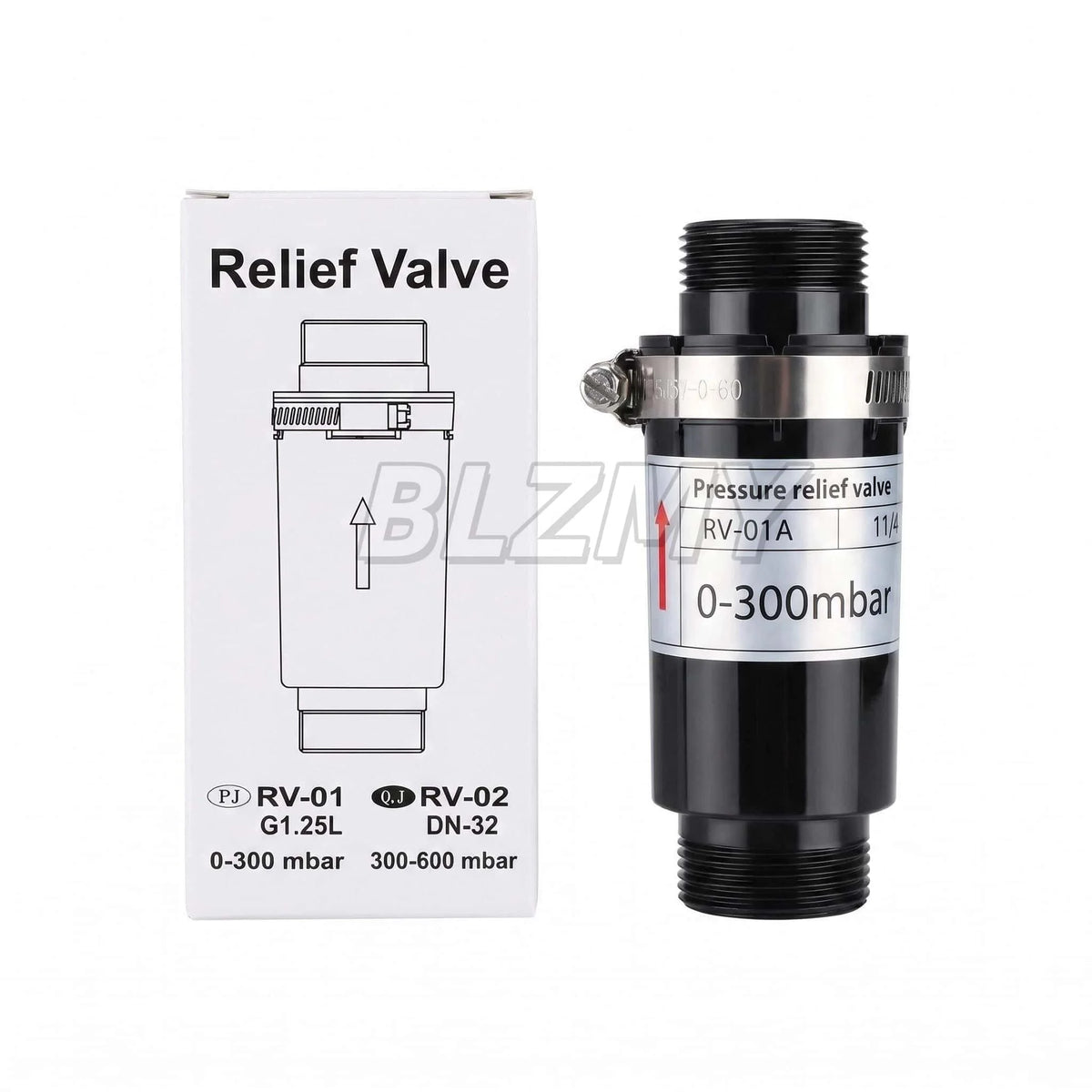 PVC Safe Pressure Relief Valve G1 1/4inch 1.2inch RV01 RV02 0-600 Mbar for Air Ring Blower Vacuum Pump