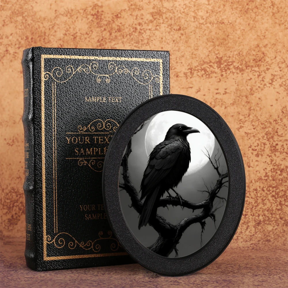 1 Piece of Halloween Mysterious Gothic-style Oval Decoration, Designed with Crow Illustration, Suitable for Home Wall Display, A