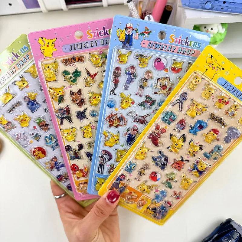 20/40pcs Pokemon 3D Solid Charmander Gengar Pikachu Crystal Cartoon Stickers Diy Phone Case Decor Sticker Toys For Children