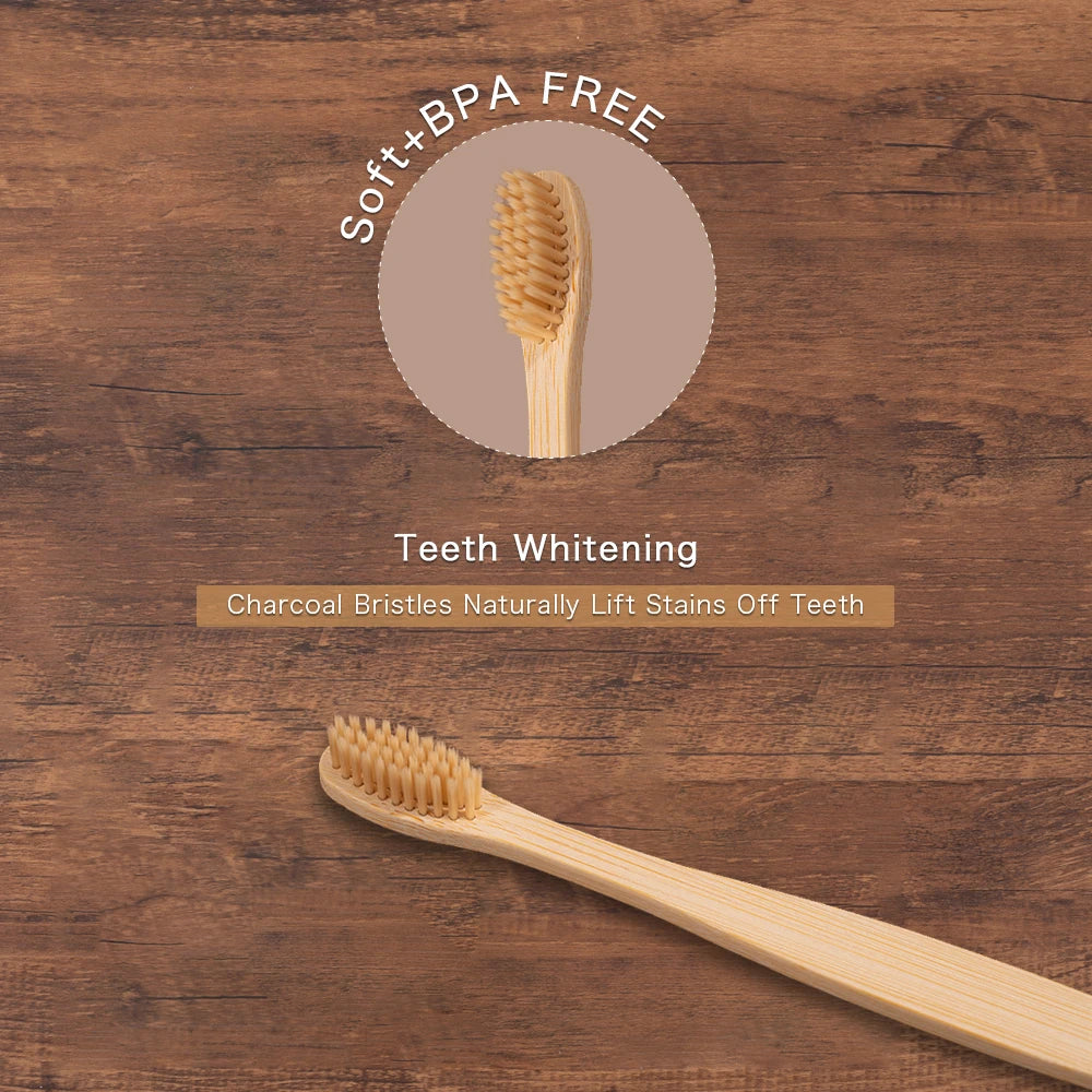 10 Pieces Children Colorful Toothbrush Eco Soft Bristle Bamboo Toothbrush Kids Bambou Vegan Tooth Dental Oral Care Plastic Free