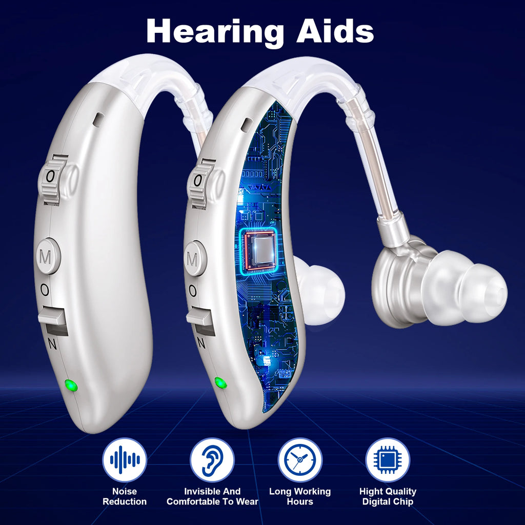 Pair Volume-Adjustable Invisible Hearing Aids Rechargeable Portable Hearing Aids For Deafness Sound Amplifiers