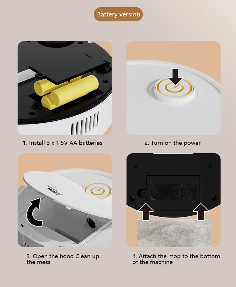 3-in-1 Automatic Sweeping Robot Sweep Vacuum Cleaner Mopping Floor USB Rechargeable Mini Cleaner Home Cleaning Machine