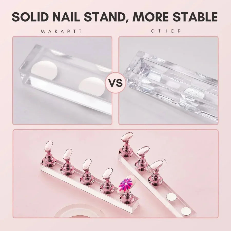 Magnetic Crystal False Nail Tip Practice Holder Stand 5Pcs Reusable Nail Art Display Base For Professional Salon DIY Manicure Accessory