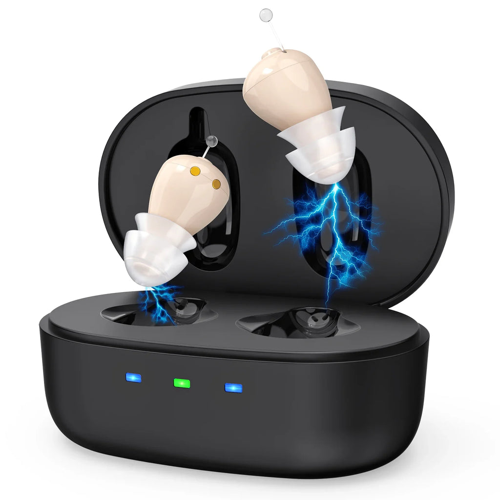Rechargeable Hearing Aid for the Elderly In-the-Ear Intelligent Noise Reduction Hearing Aid ITE Large Capacity Charging Case