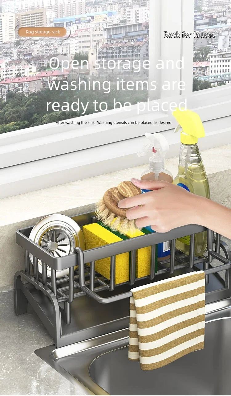 Tap Mounted Shelf for Home Kitchen Accessories Kitchen Spice Storage Shelf with Drainage Rack Installation Sink Organizer