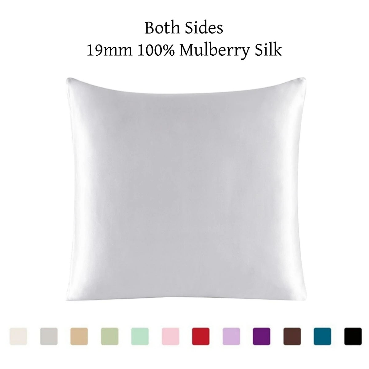 100% 19mm Mulberry Silk Zipper Pillowcase Cushion Pillow Case Cover Solid Multicolor