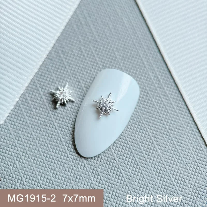 10pcs 3D Luxury Nail Art Charms Zircon Metal Star And Flower Decorations Starlight Jewelry Accessories for Manicure Supplies