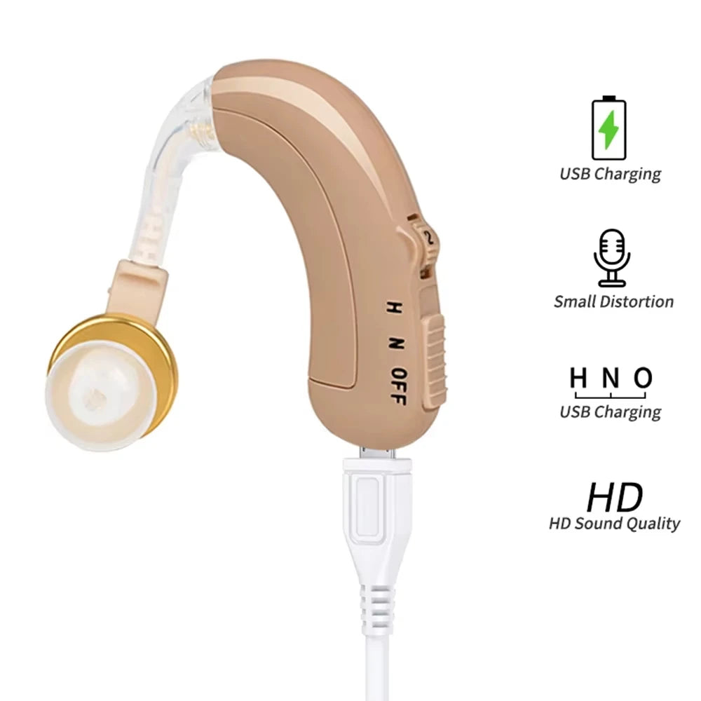 Battery Adjustable Tone Hearing Aid Rechargeable Ear Hearing Amplifier Hearing Aids Device for Elderly Hearing Loss Lightweight