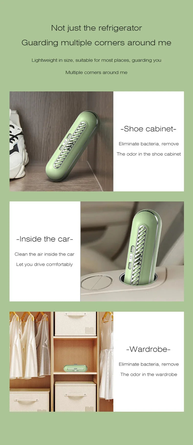 Air Purifier Refrigerator Deodorizer Rechargeable Negative Ion Air Ozone Purifier Deodorizer Air Purifier Household Guard