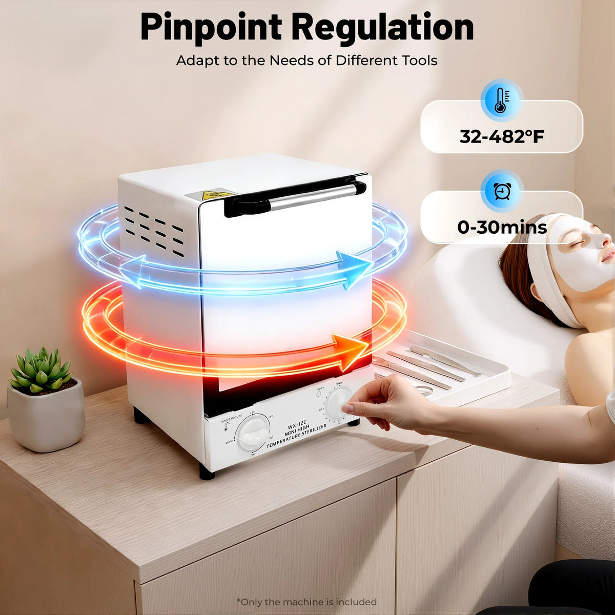 1000W Metal Tool Sterilizer Nail Tool Cleaning Sterilizer Cabinet High Temperature Cleaning Box Dry Heat Sterilizer