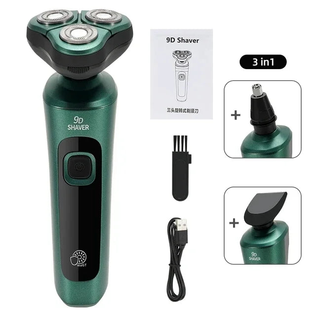 New Smart Electric Shaver LCD Digital Display Three-head Floating Razor USB Rechargeable Washing Multi-function Beard Knife