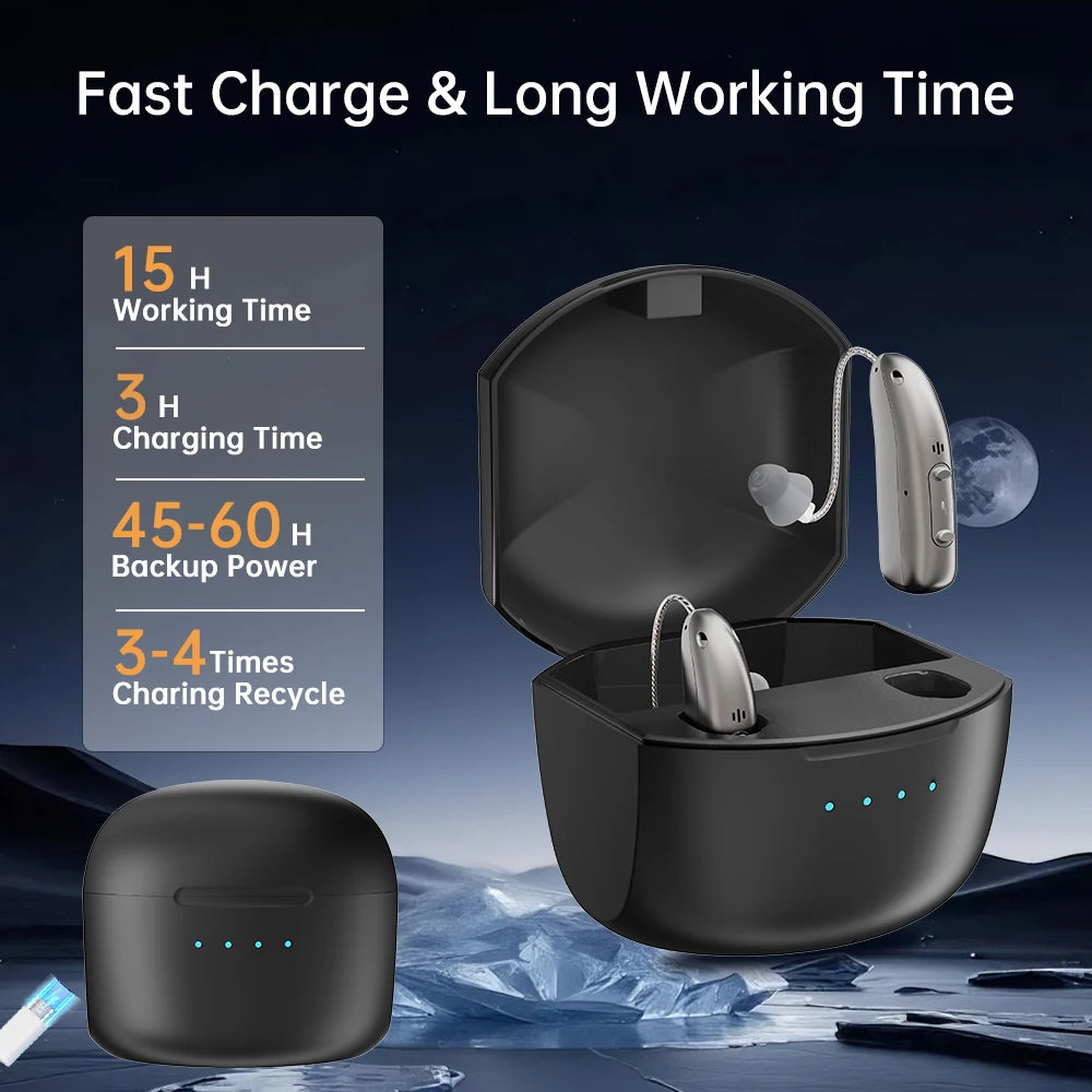 2025 Top Mirasing 10-Channel Digital BTE/RIC Hearing Aid - Rechargeable & Noise Cancelling with Portable Charging Case