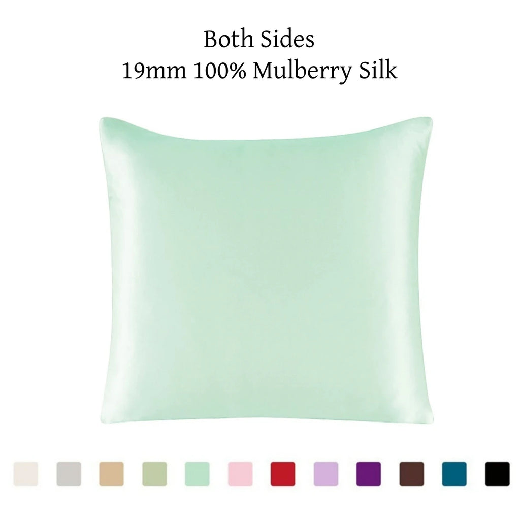 100% 19mm Mulberry Silk Zipper Pillowcase Cushion Pillow Case Cover Solid Multicolor