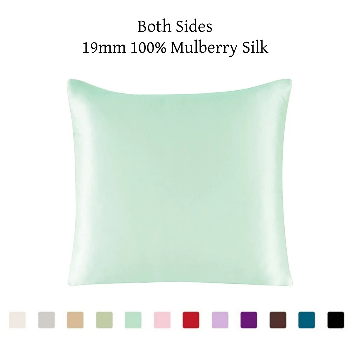 100% 19mm Mulberry Silk Zipper Pillowcase Cushion Pillow Case Cover Solid Multicolor
