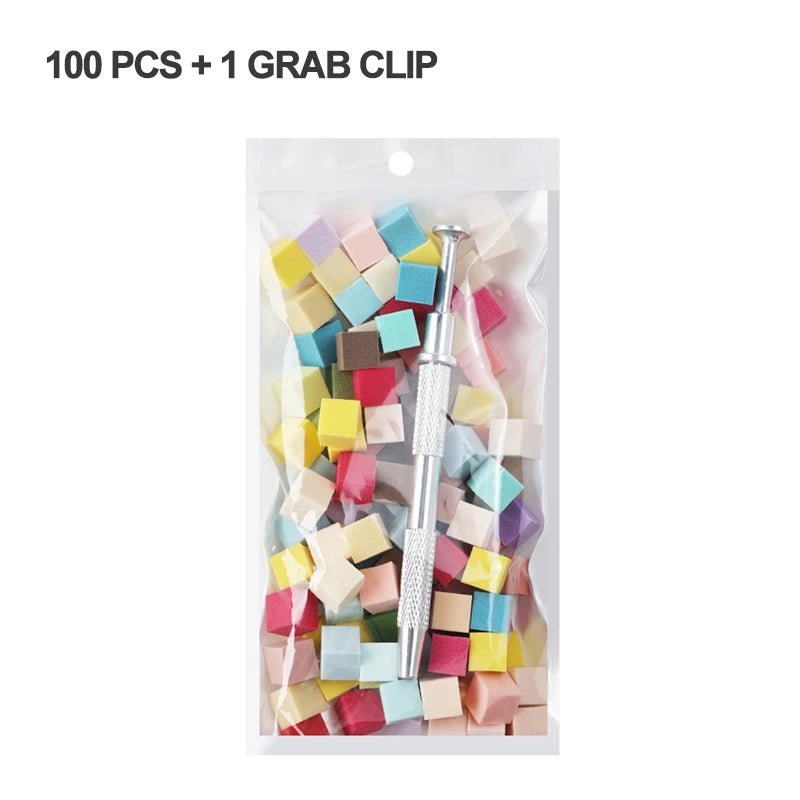 20/50/100PCS Nail Sponge & Grabber Clamp Set for Gradient Nail Art Gel Polish Design DIY Manicure Tools Professional Salon Use